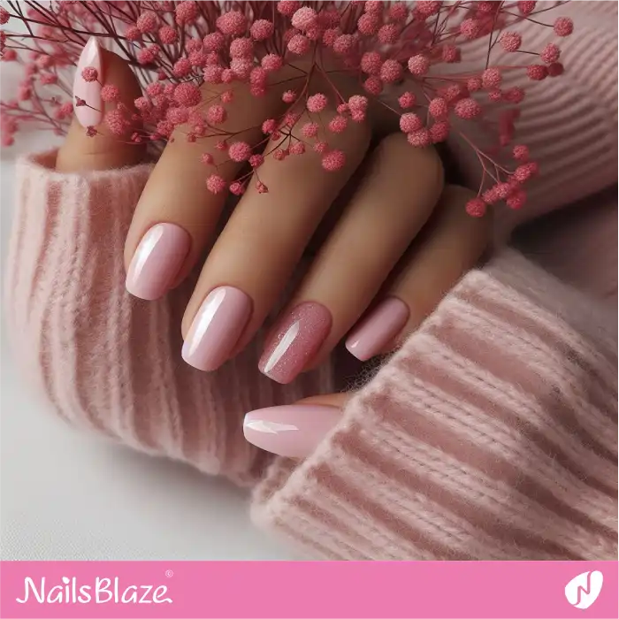 Baby Pink Nails with Shimmer Accent | Spring Nails - NB3937